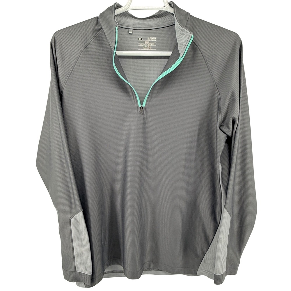 Under Armour Pullover Mens XL Gray 1/4 Zip Loose Fit Athletic Long Sleeve Shirt